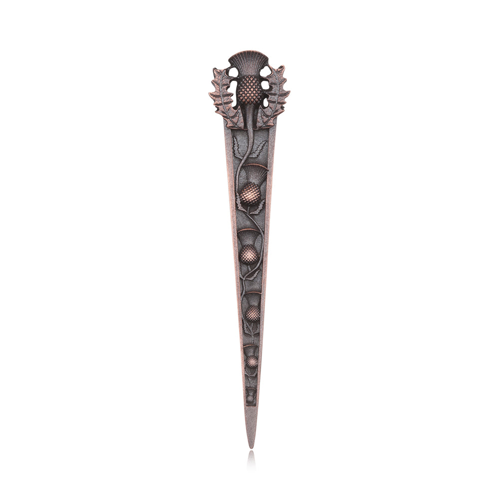 Thistle Pewter Kilt Pin - 3 Finishes available - Braemar Highlandwear Chocolate Bronze